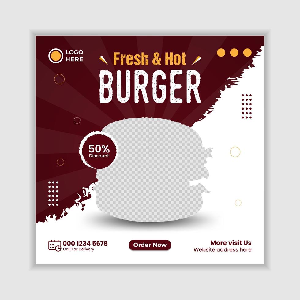 Burger food menu promotion social media post banner templates. vector