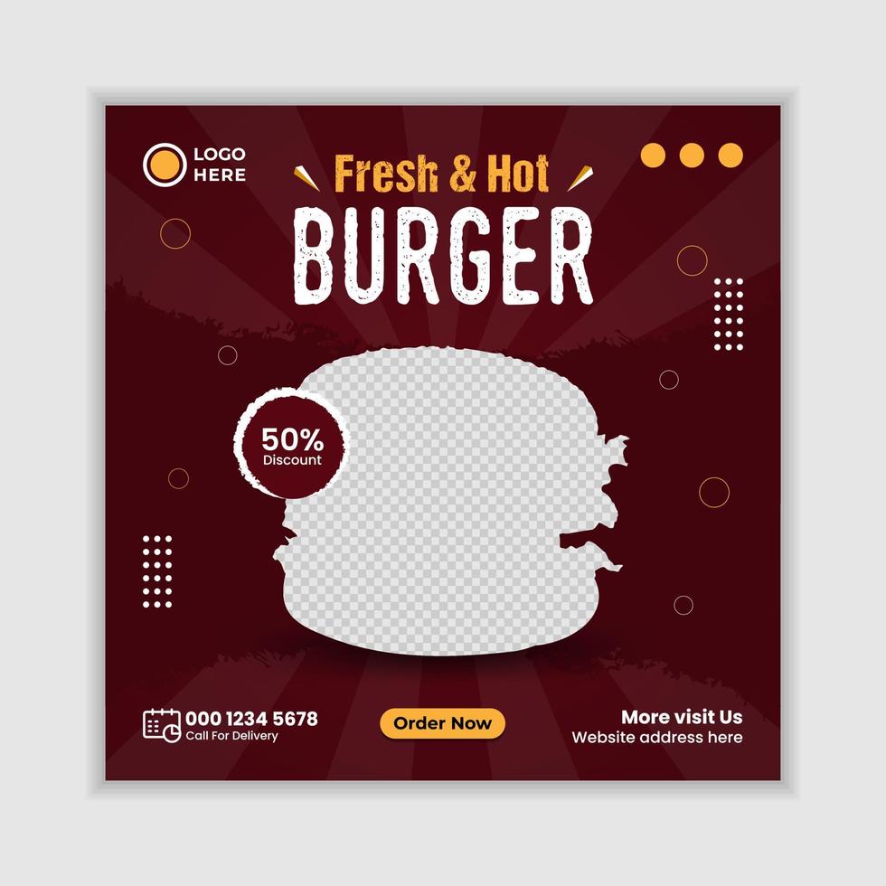 Burger food menu promotion social media post banner templates. vector