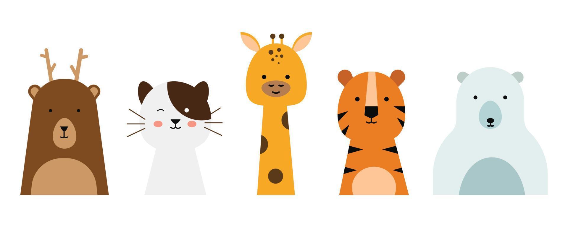 Set of animal illustrations in a cute vector graphic.