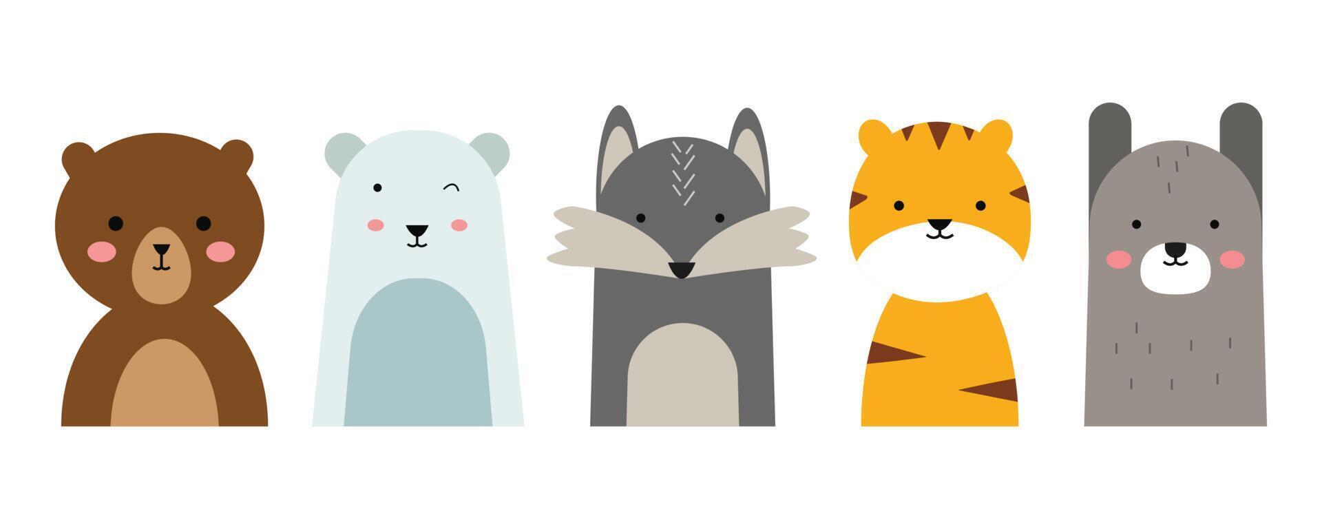 Set of animal illustrations in a cute vector graphic.