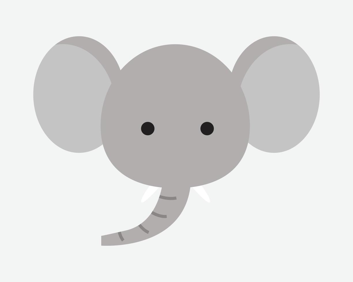 A cute animal head illustration in a flat design. An elephant head. vector
