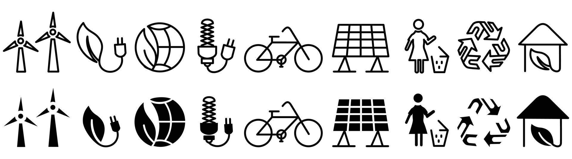 iconos de ecología lineal, icono de línea delgada relacionado con el medio ambiente establecido en un estilo mínimo. vector