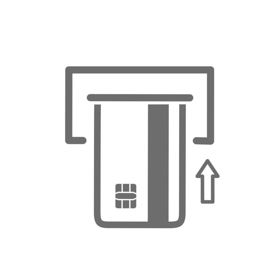 credit card icon, symbol of the process of withdrawing money at an ATM machine.  flat design on a white background vector