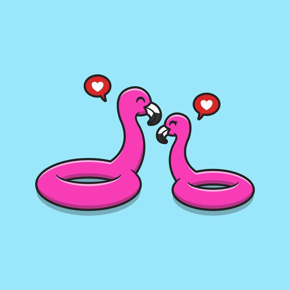 a pair of cute inflatable flamingo balloons floating on the water vector