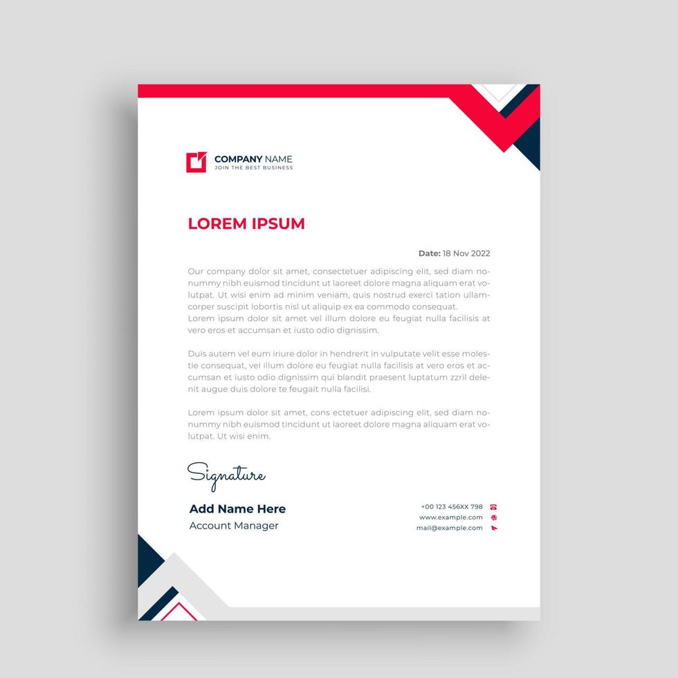 Professional letterhead design template vector