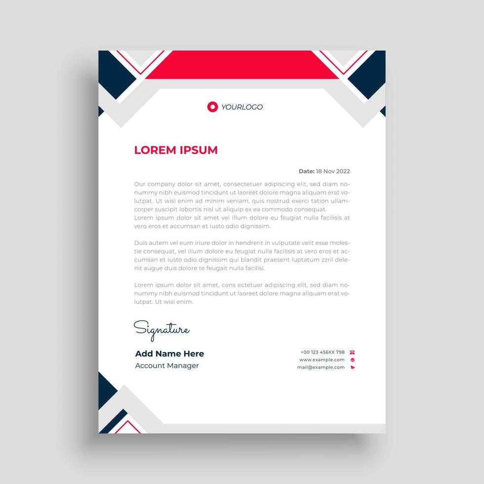 Professional letterhead design template vector