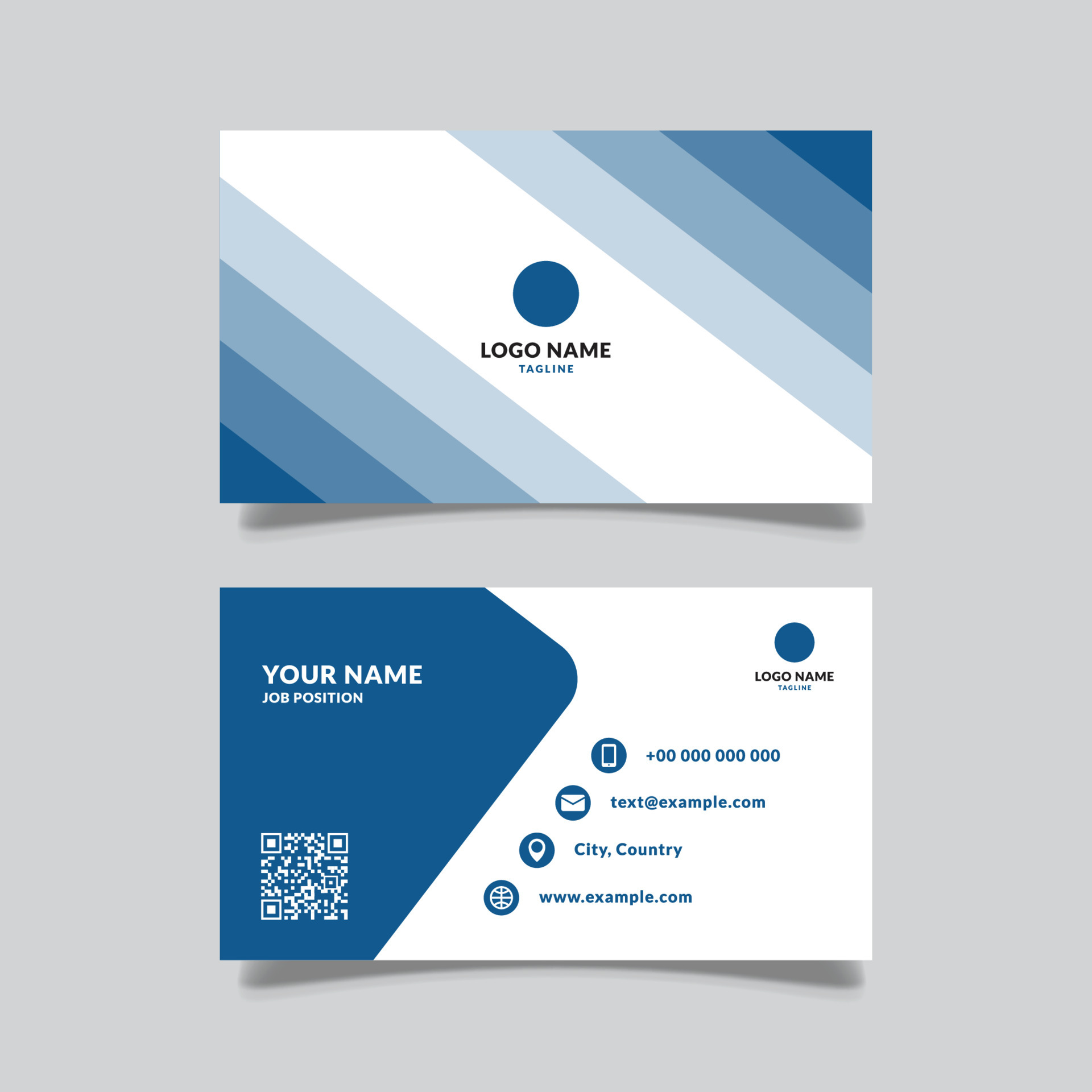 modern business card with layered frame concept, blue color, vector