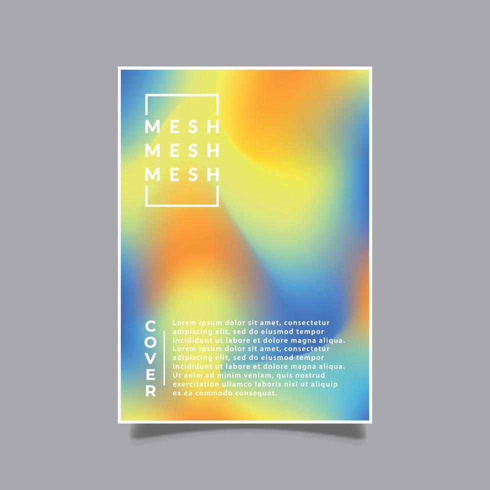 multicolor gradation mesh style futuristic cover template, soft color, abstract fluid, background vector graphic