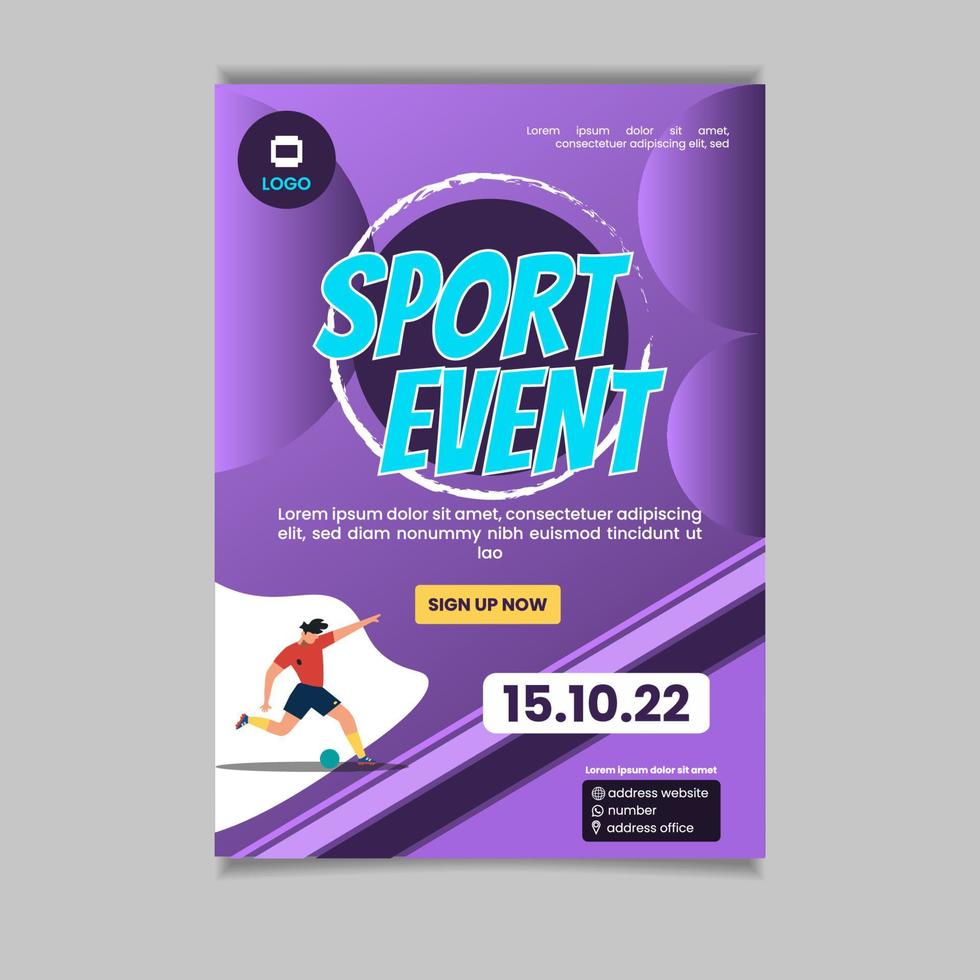 poster sport event flyer template background color purple vector
