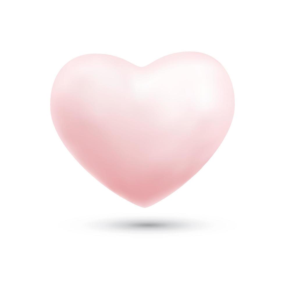 Happy valentines day with symbol 3d pink heart ballon isolated on white background. vector