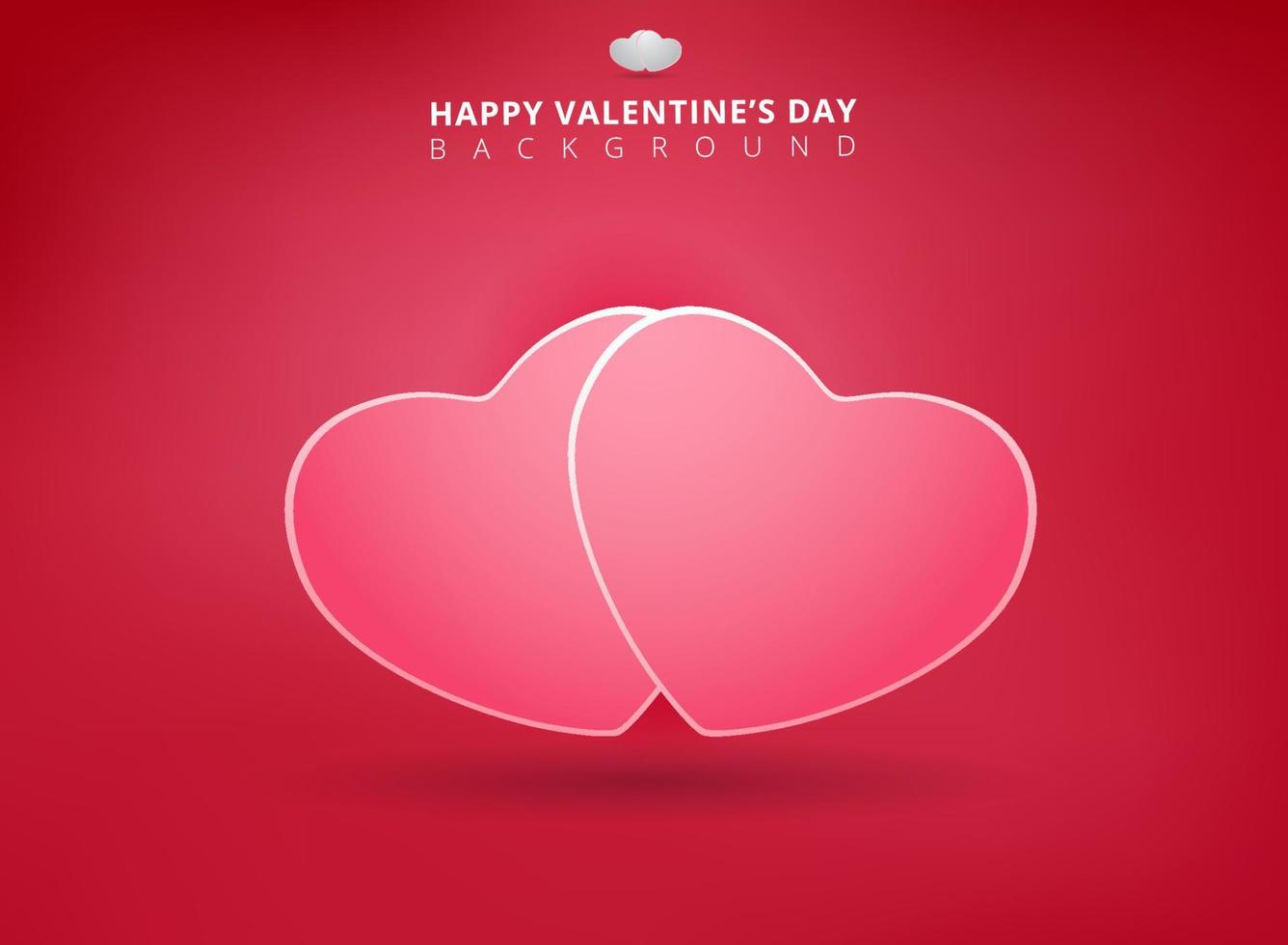Happy valentines day on pink background with twin hearts. Vector illustration