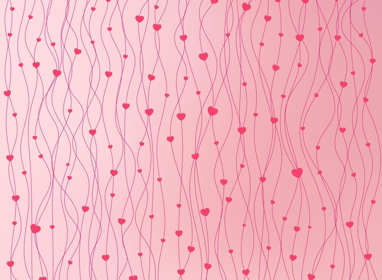 Happy valentines day. Vertical stripes pink wavy line with hearts background and texture. vector