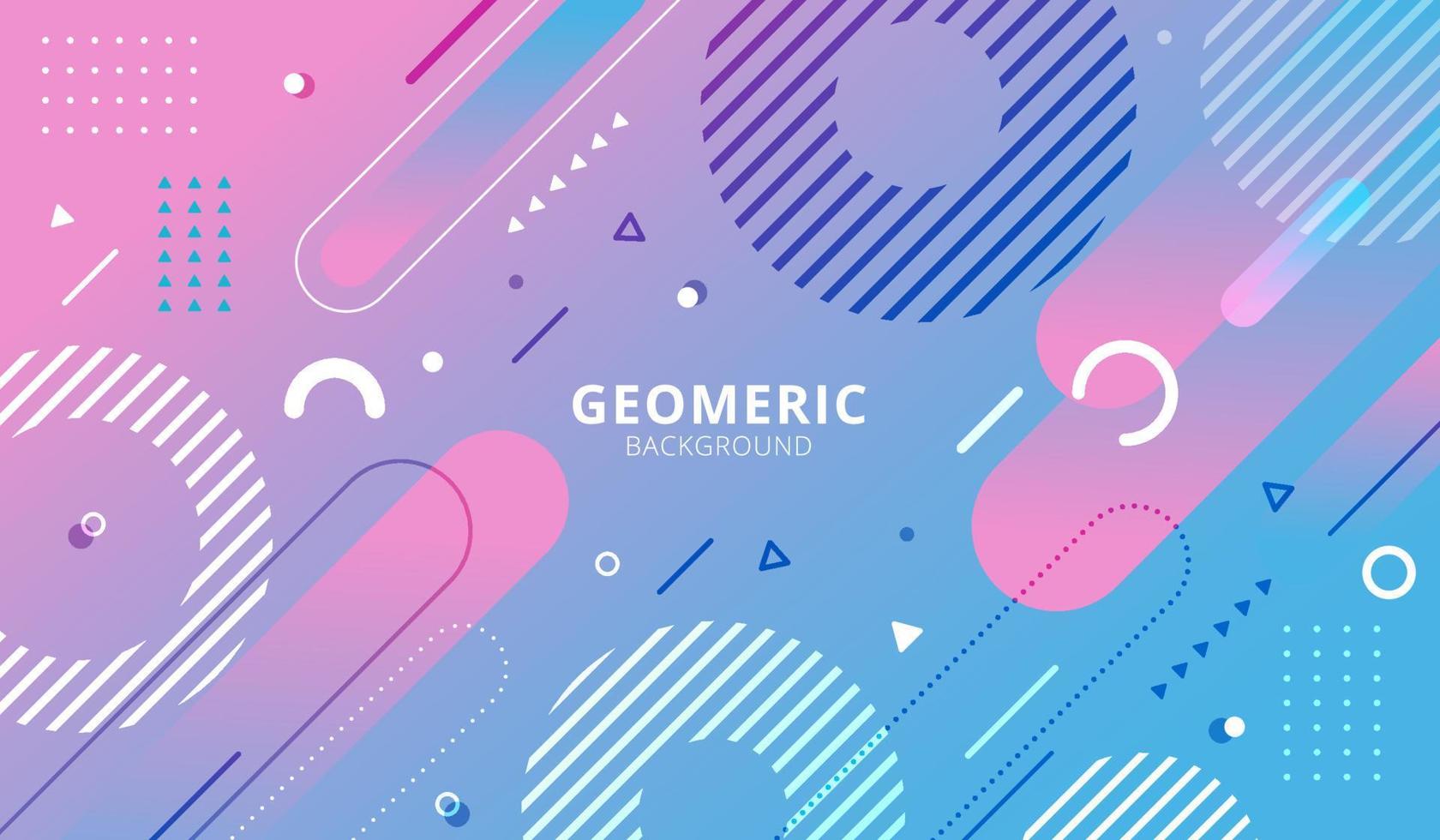 Abstract background blue and pink gradient geometric elements pattern memphis retro style vector