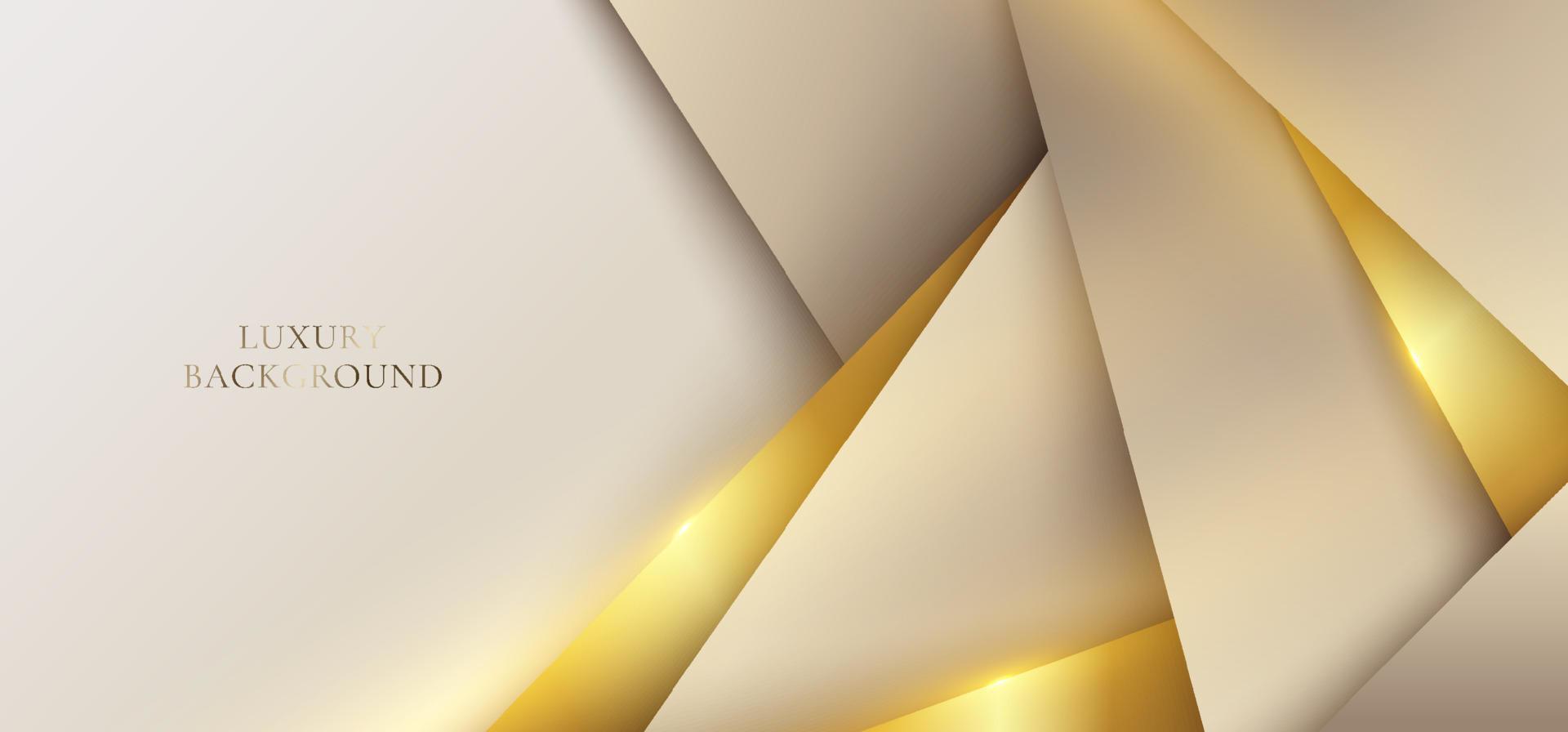 3D modern luxury banner template design golden stripes and light sparking on white background vector