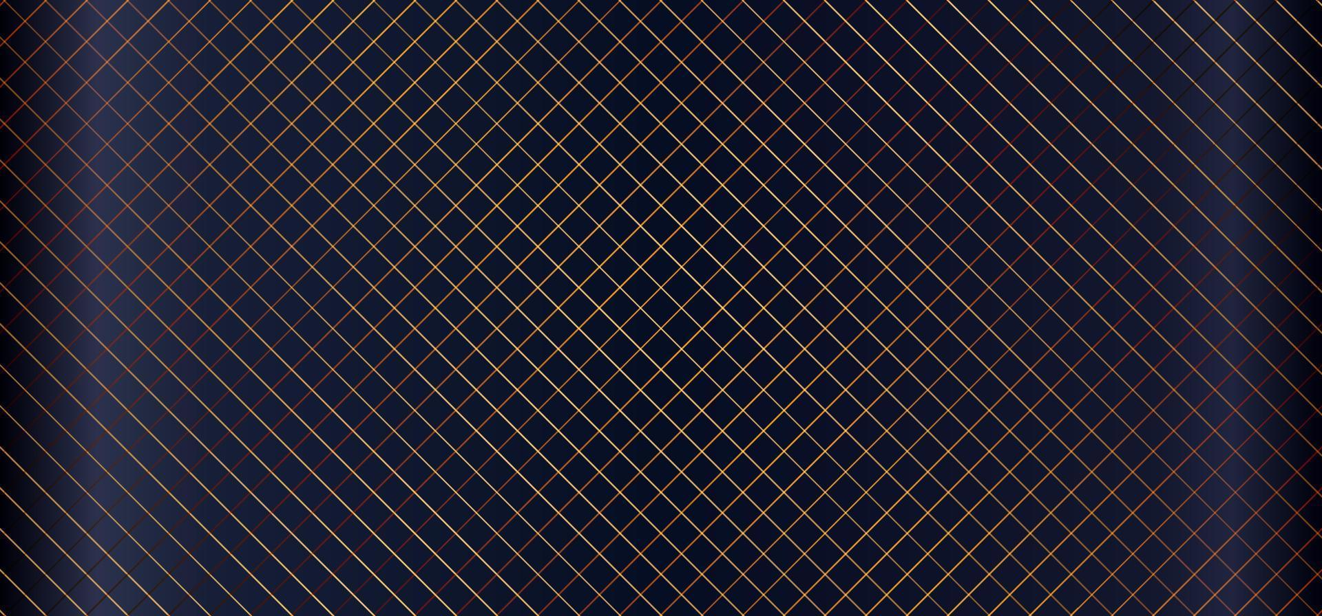 Golden lines grid pattern on blue metallic background luxury style vector