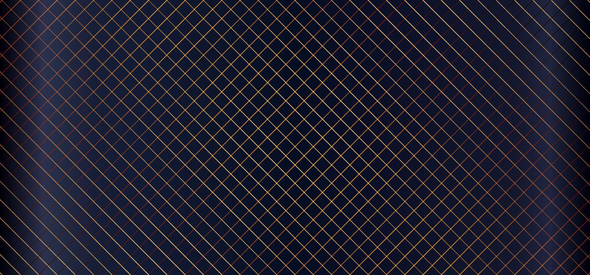 Golden lines grid pattern on blue metallic background luxury style vector