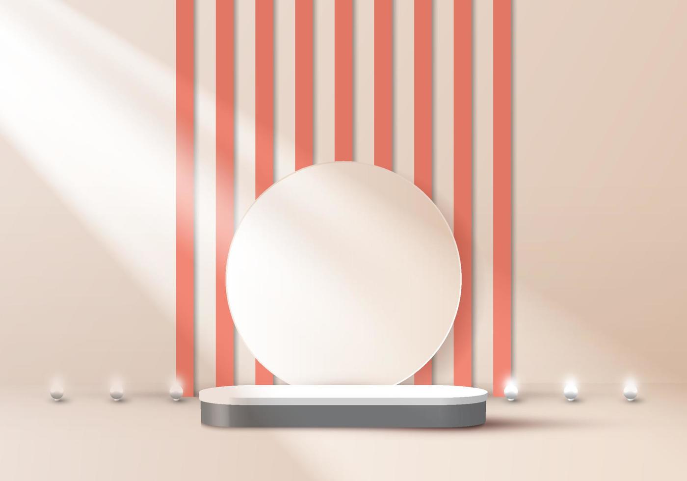 Podio de pedestal blanco y gris con pantalla elegante y realista en 3d vector