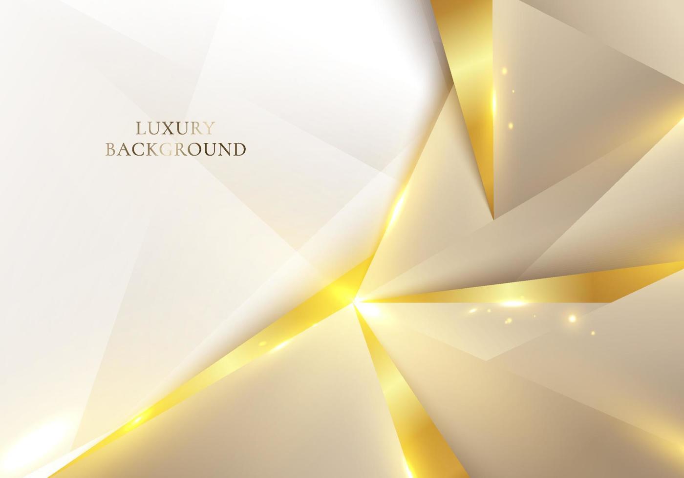 3D modern luxury elegant banner template design golden low polygon geometric shape and light sparking on white background vector