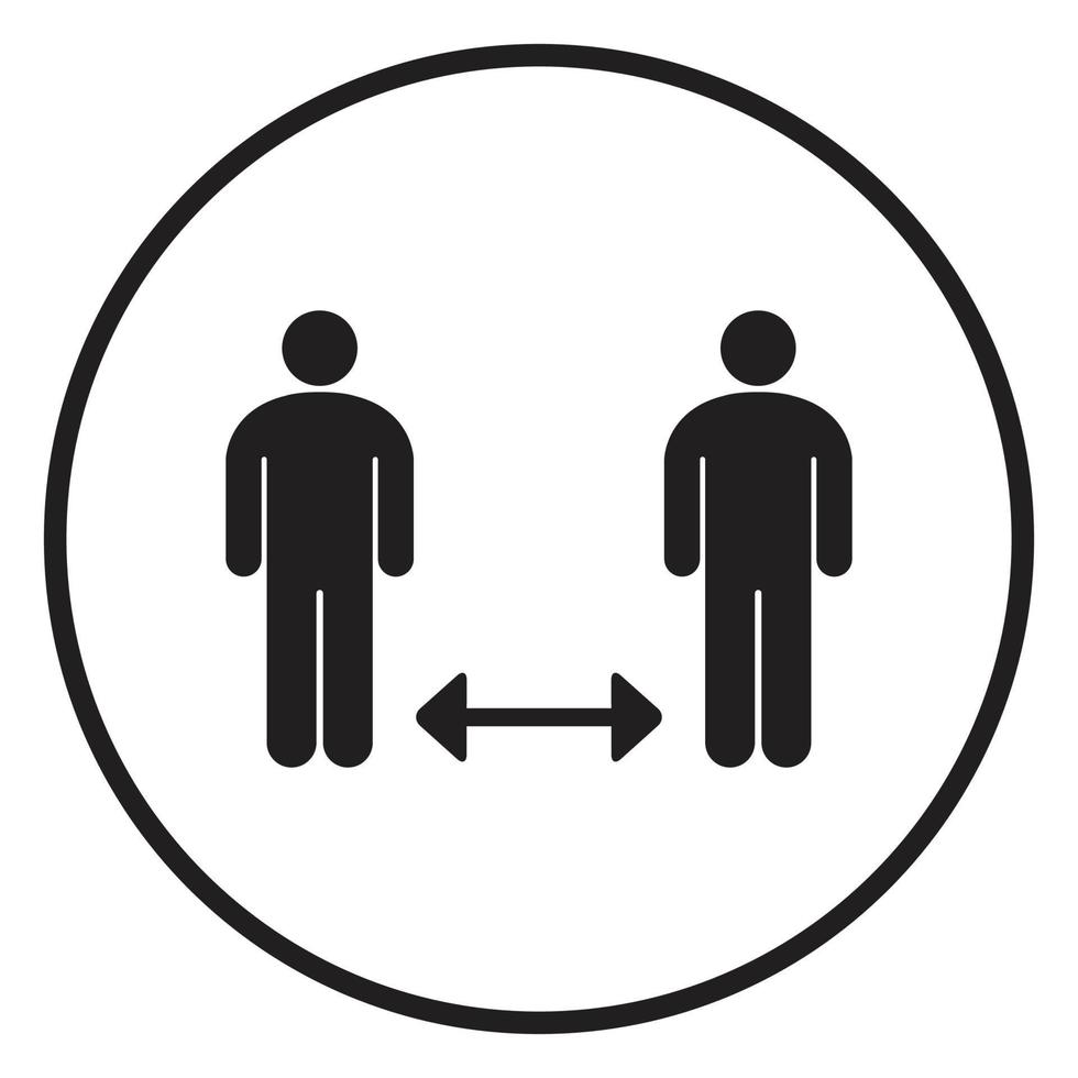 social distancing icon sign element graphic vector design, simple silhouette concept, corona virus prevention pandemic