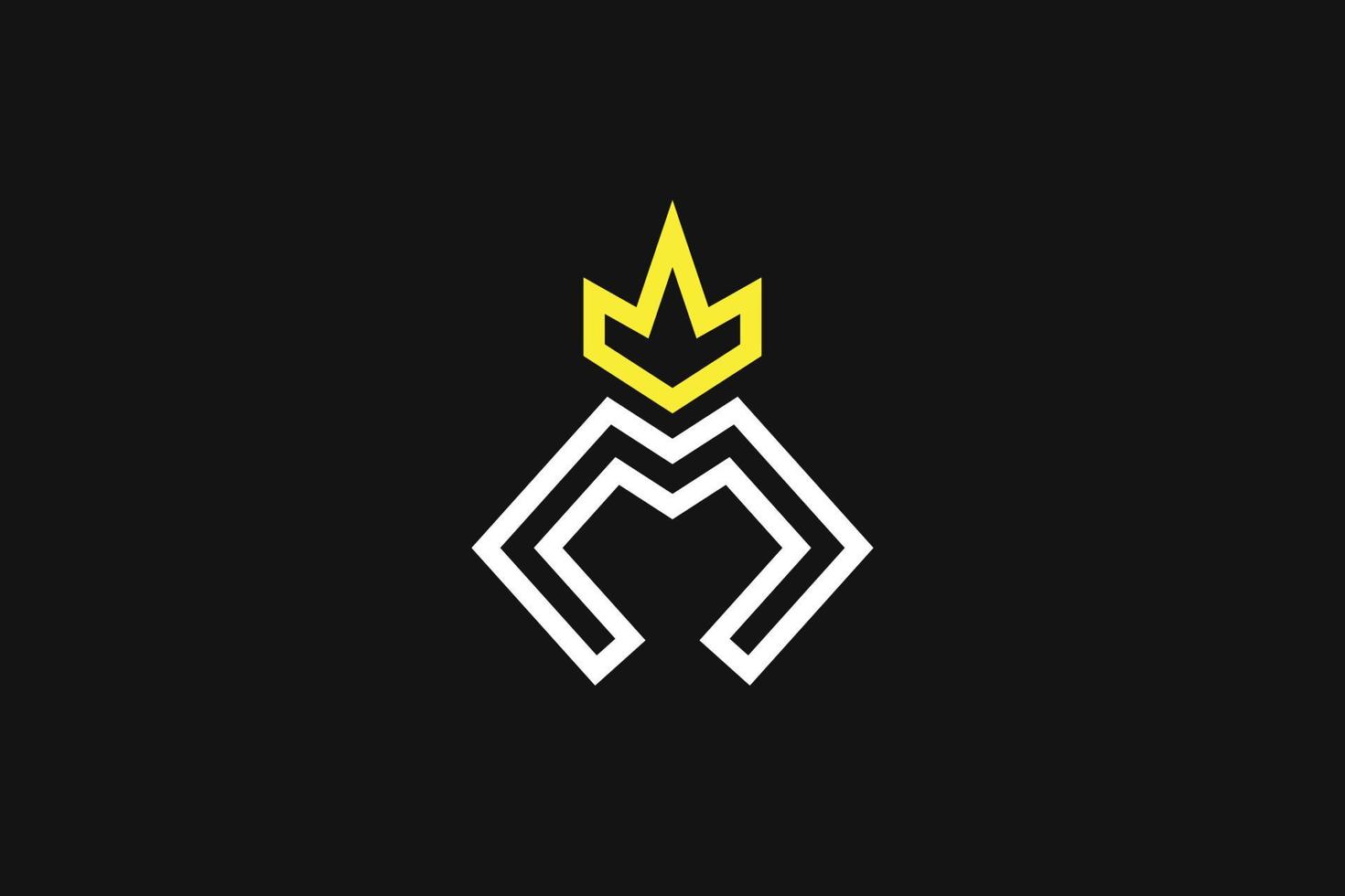 logotipo de m king, adorno de corona, diseño de estilo monograma vector