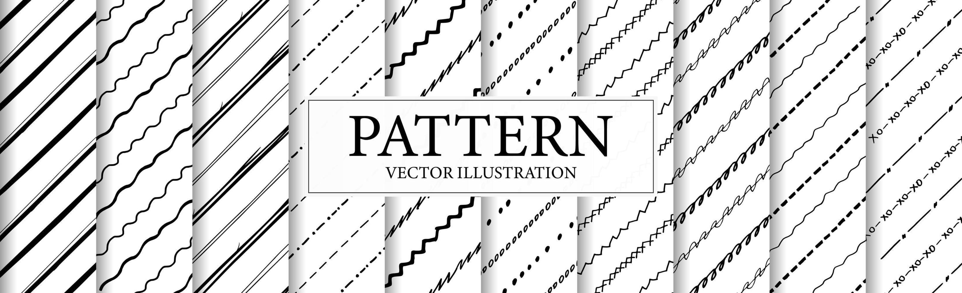 Set of 10 different abstract black and white backgrounds - Vector