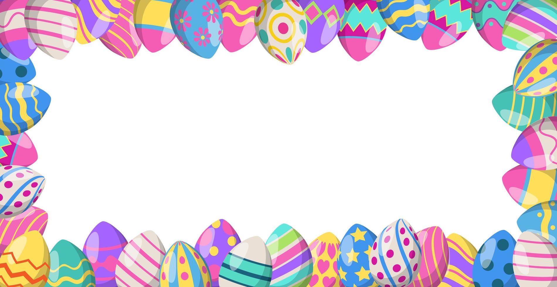 fondo panorámico de pascua con muchos huevos coloridos - vector