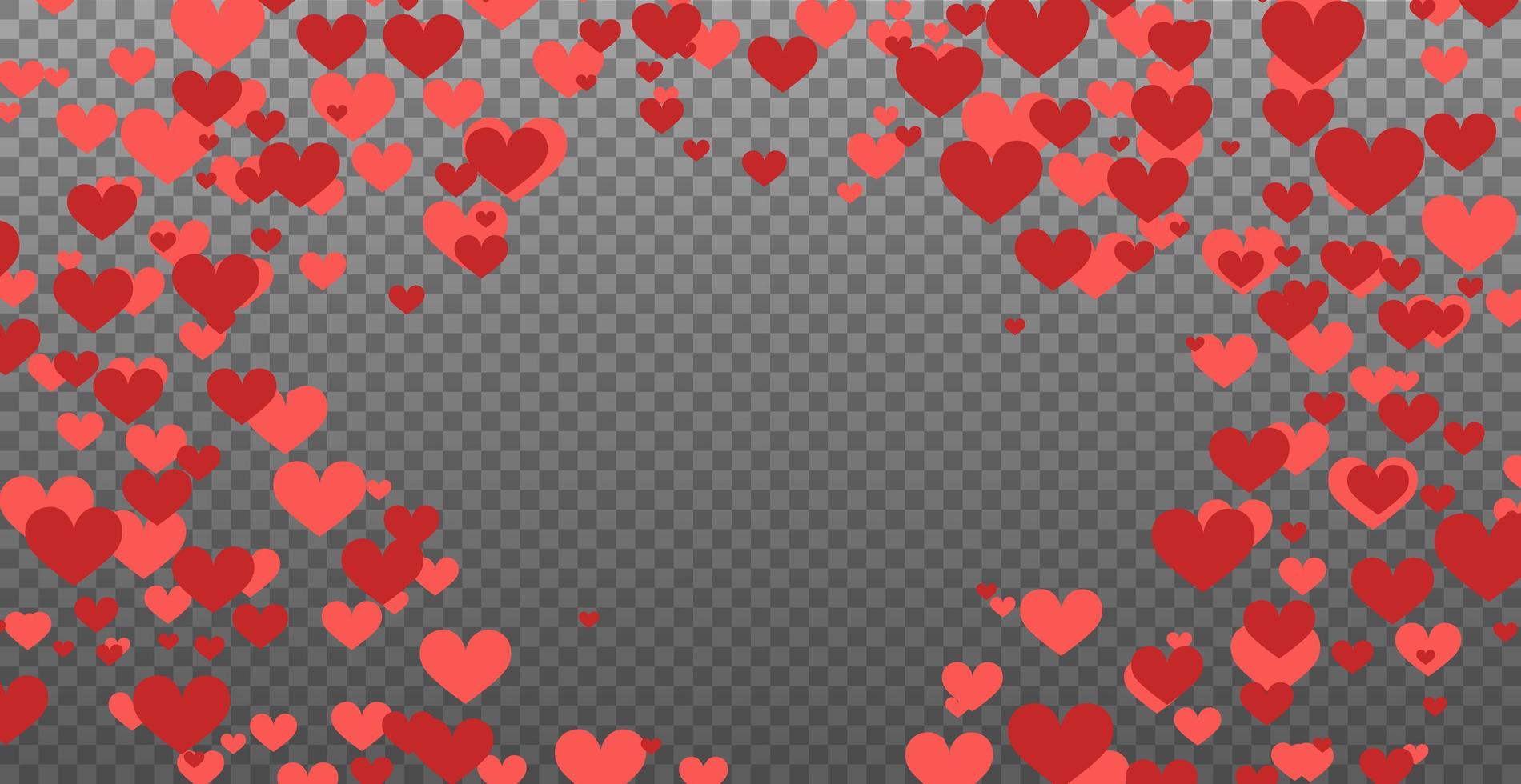 Red hearts on transparent background web template vector