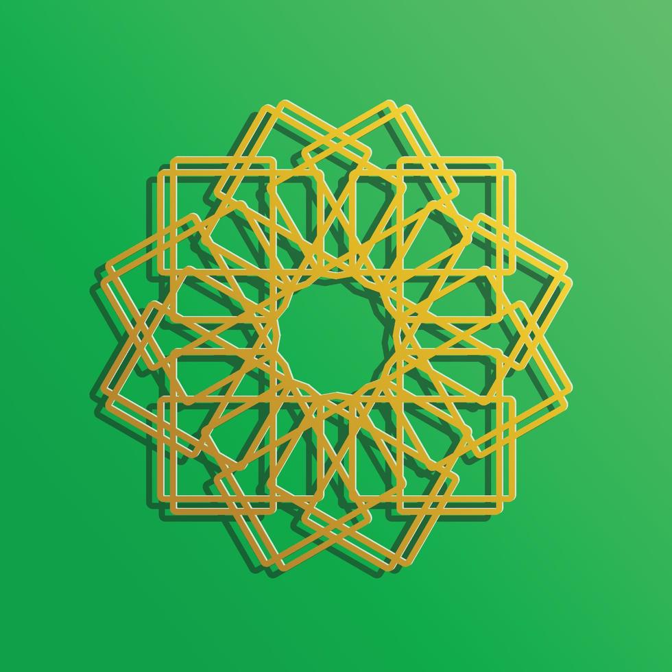 religión islámica mandala estilo árabe elegante color dorado con vector de fondo verde