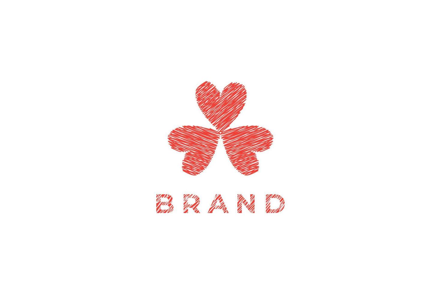 triple love logo form kids fashion, abstract hand drawn unique concept design vector