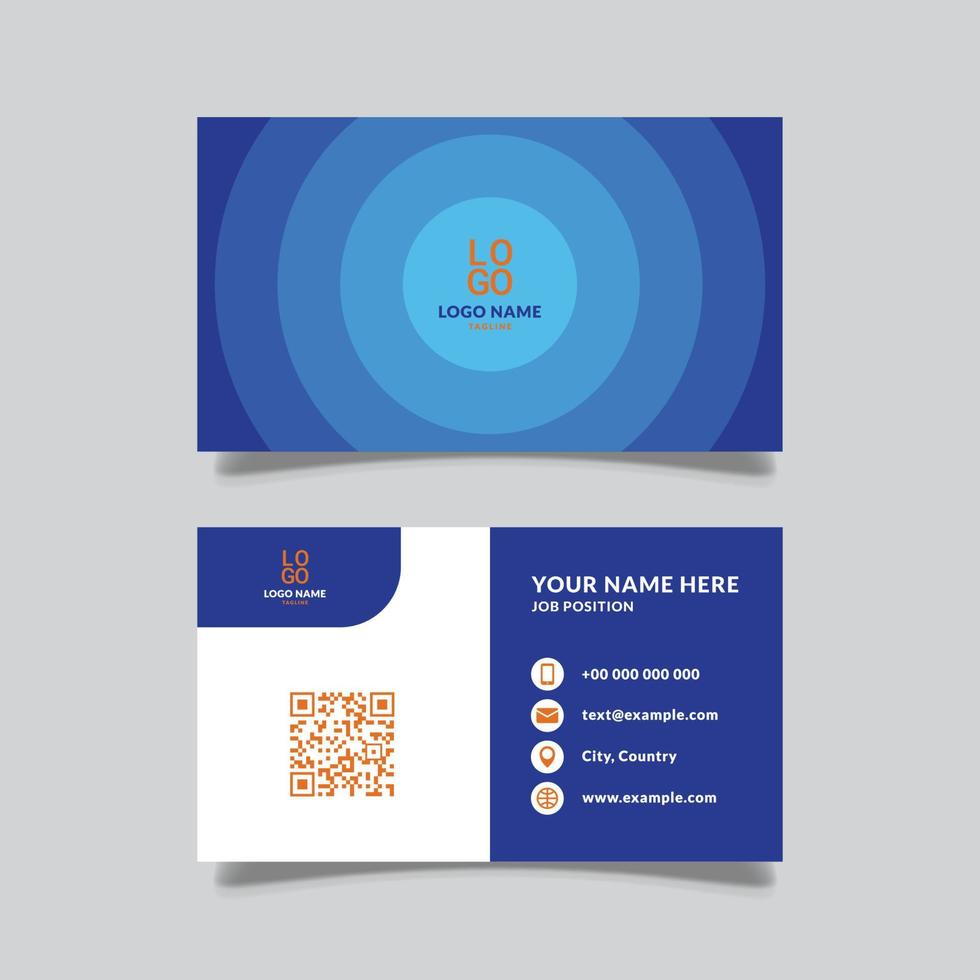 modern business card with layered circle concept, gradation style, blue color, vector design graphic