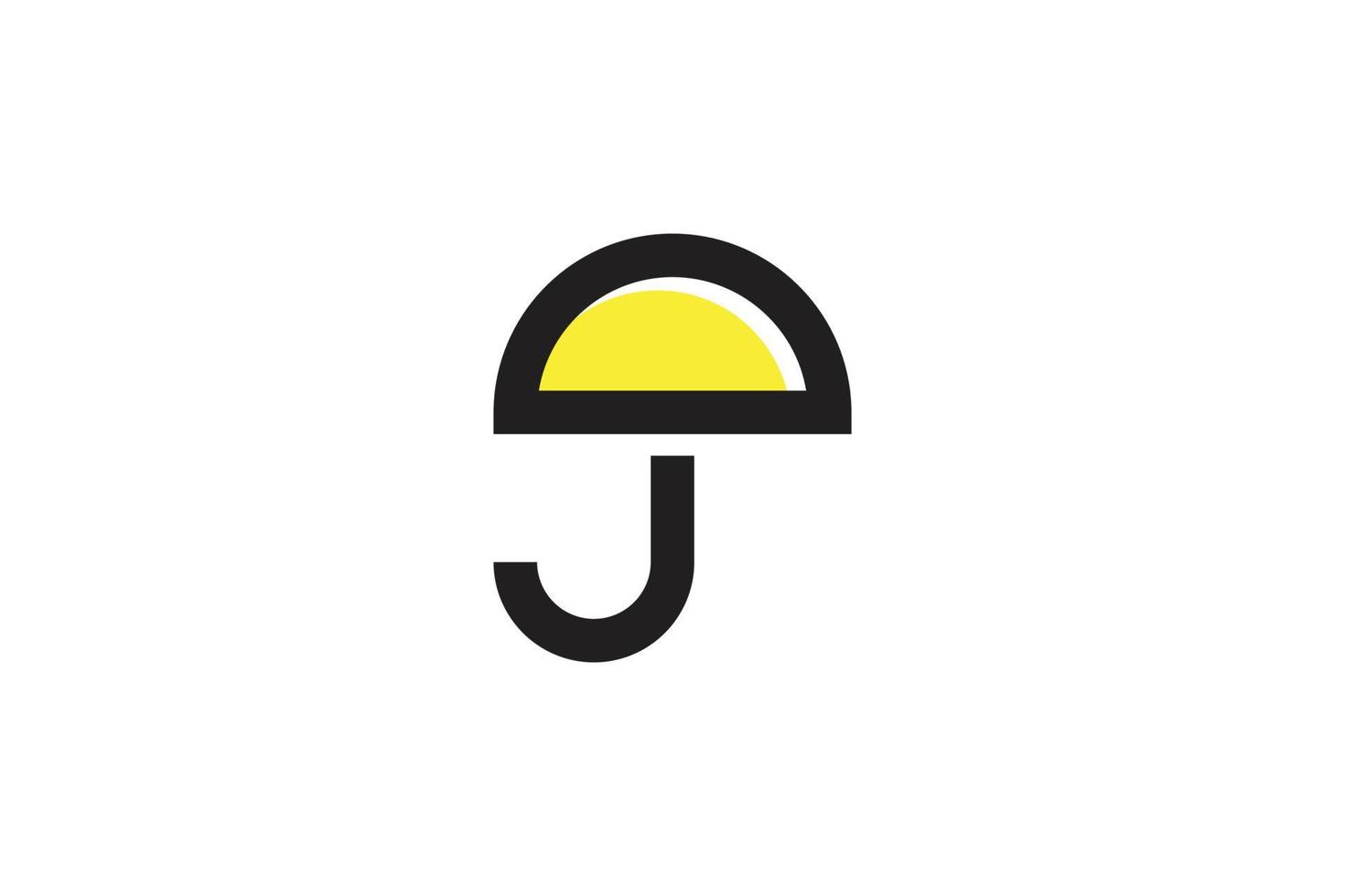 minimal letter JD umbrella logo design vector graphic, combine sun element