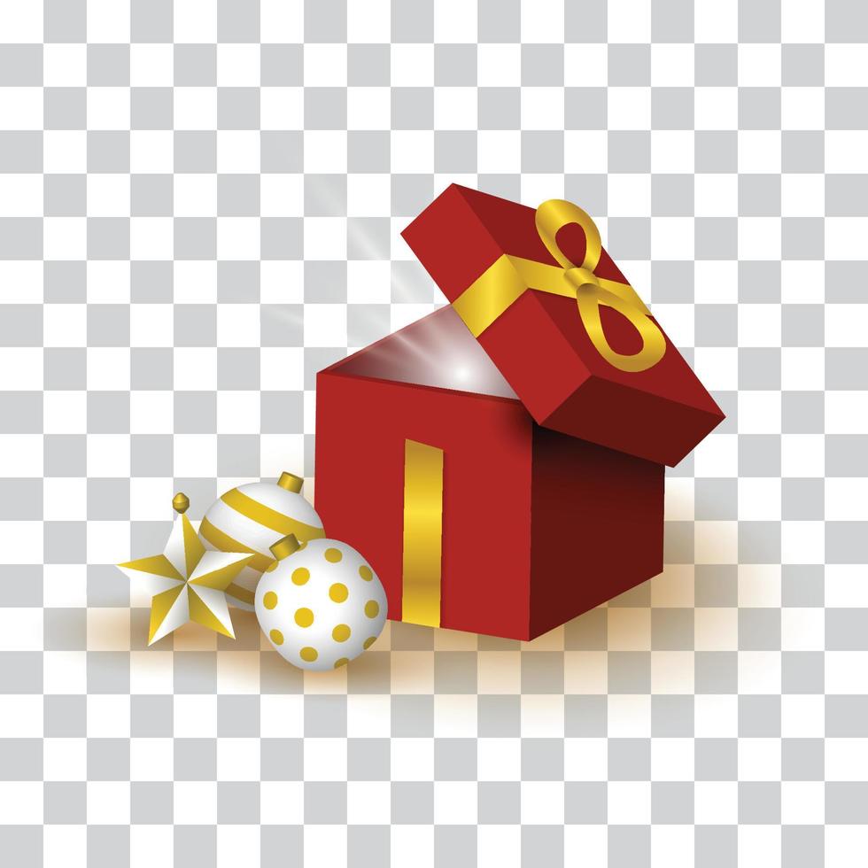 3d gift box and christmas ball ornament creative design vector