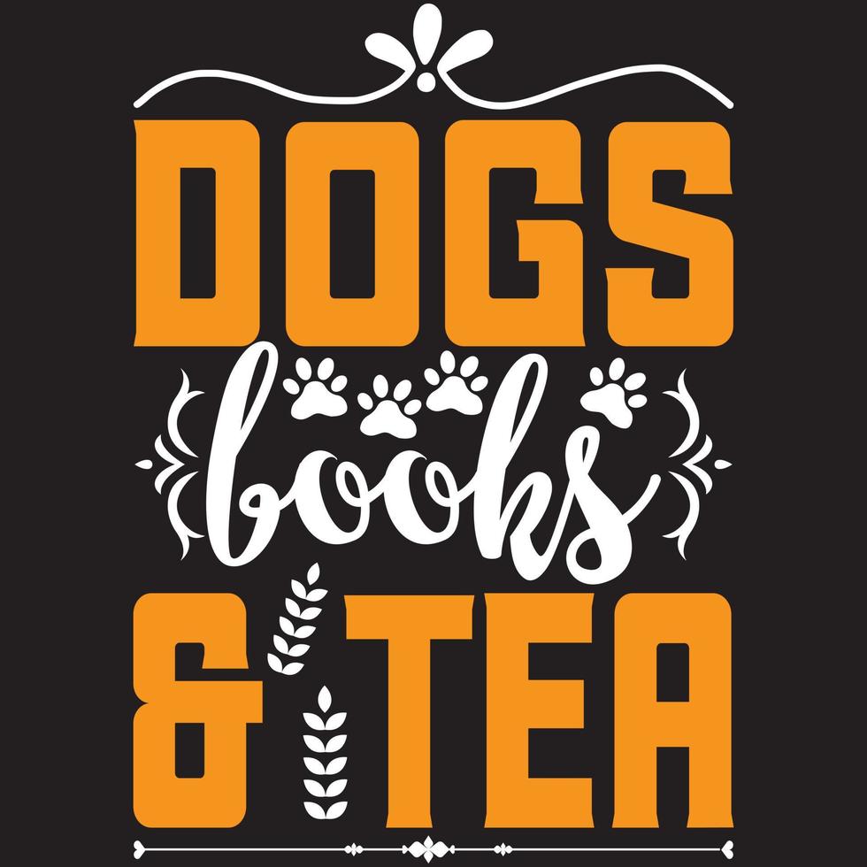 dogs books and tea vector