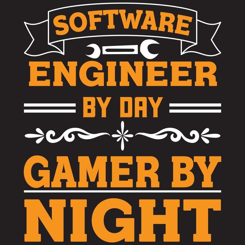 software engineer by day gamer by night vector