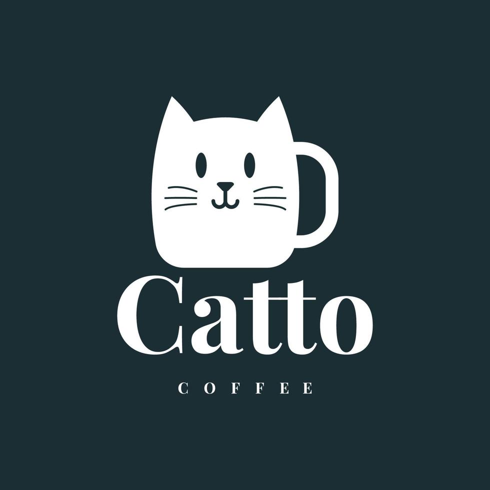 Cat and Coffee Cup logo template design vector