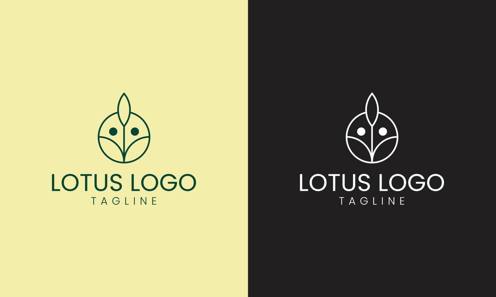 Lotus icon and logo. Minimalist flower symbol vector template.