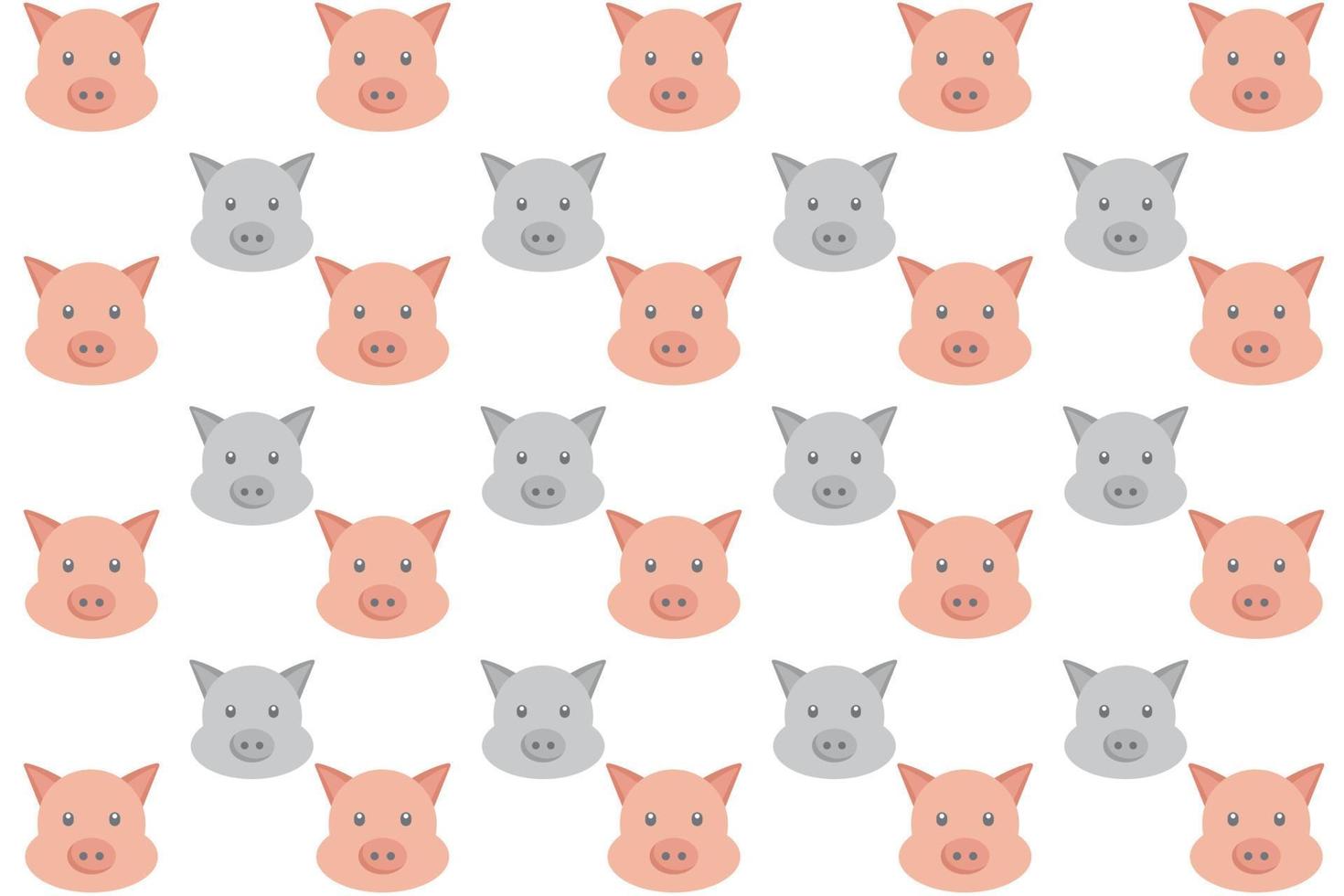 Flat Pig Head Pattern Background vector