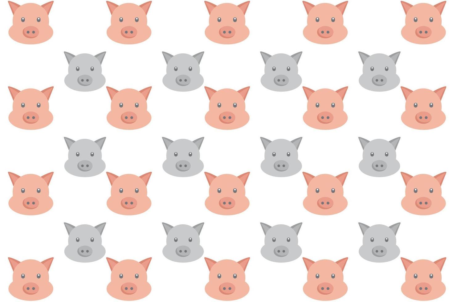 Flat Pig Head Pattern Background vector