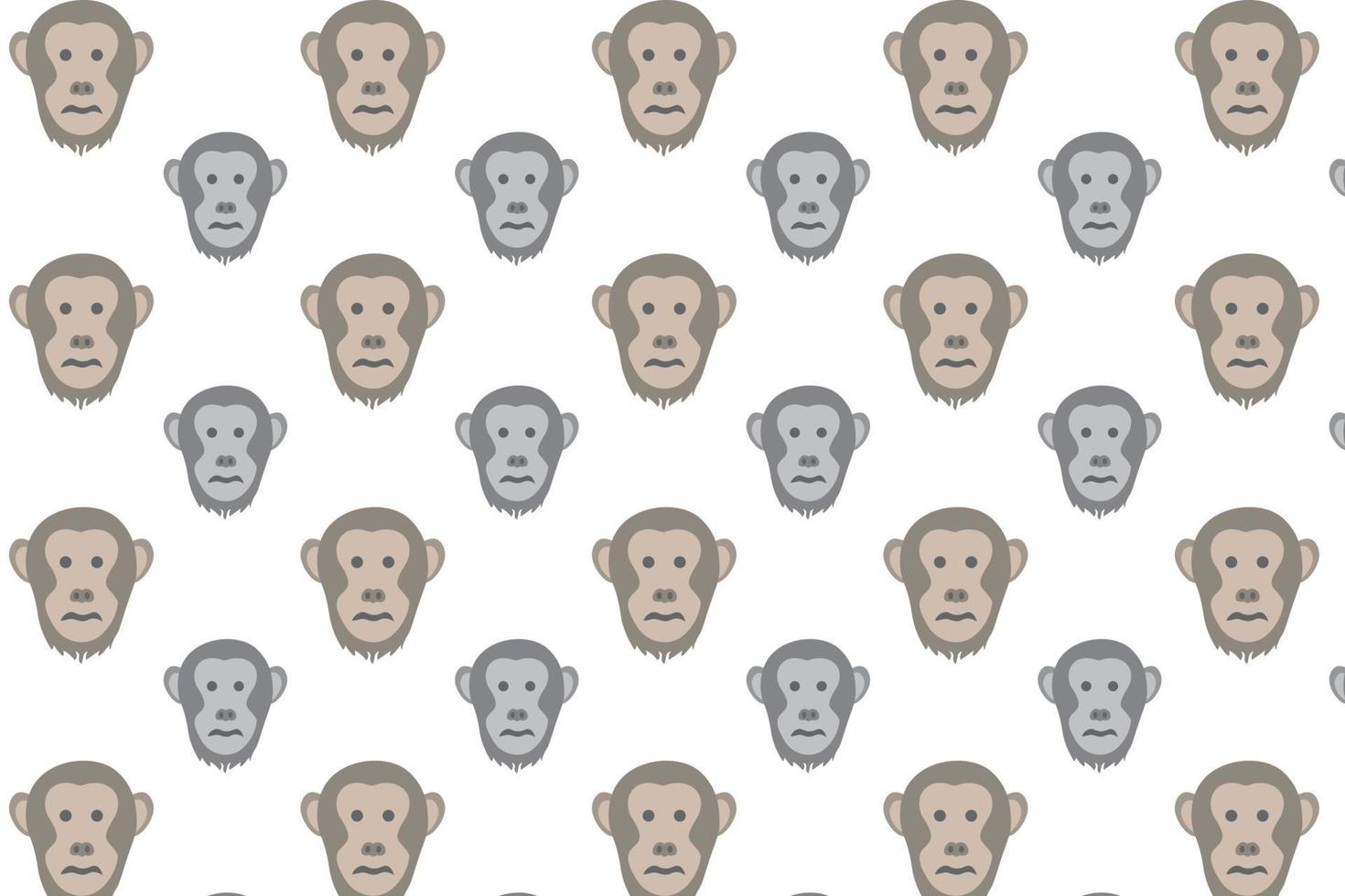 Flat Chimpanzee Head Pattern Background vector