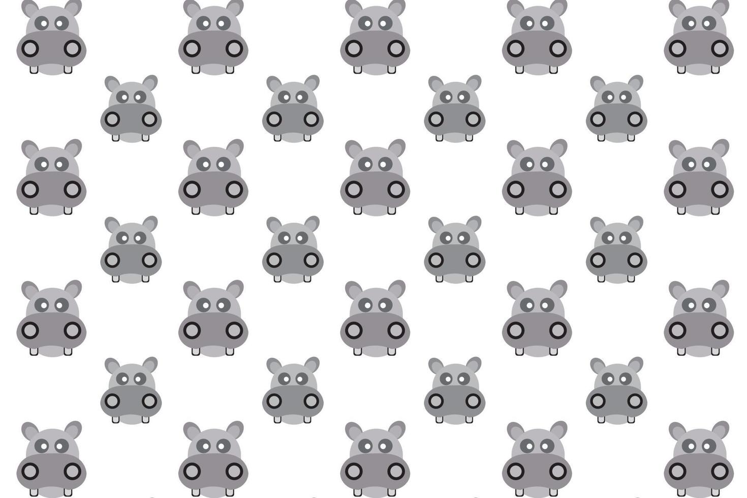 Flat Hippopotamus Head Pattern Background vector