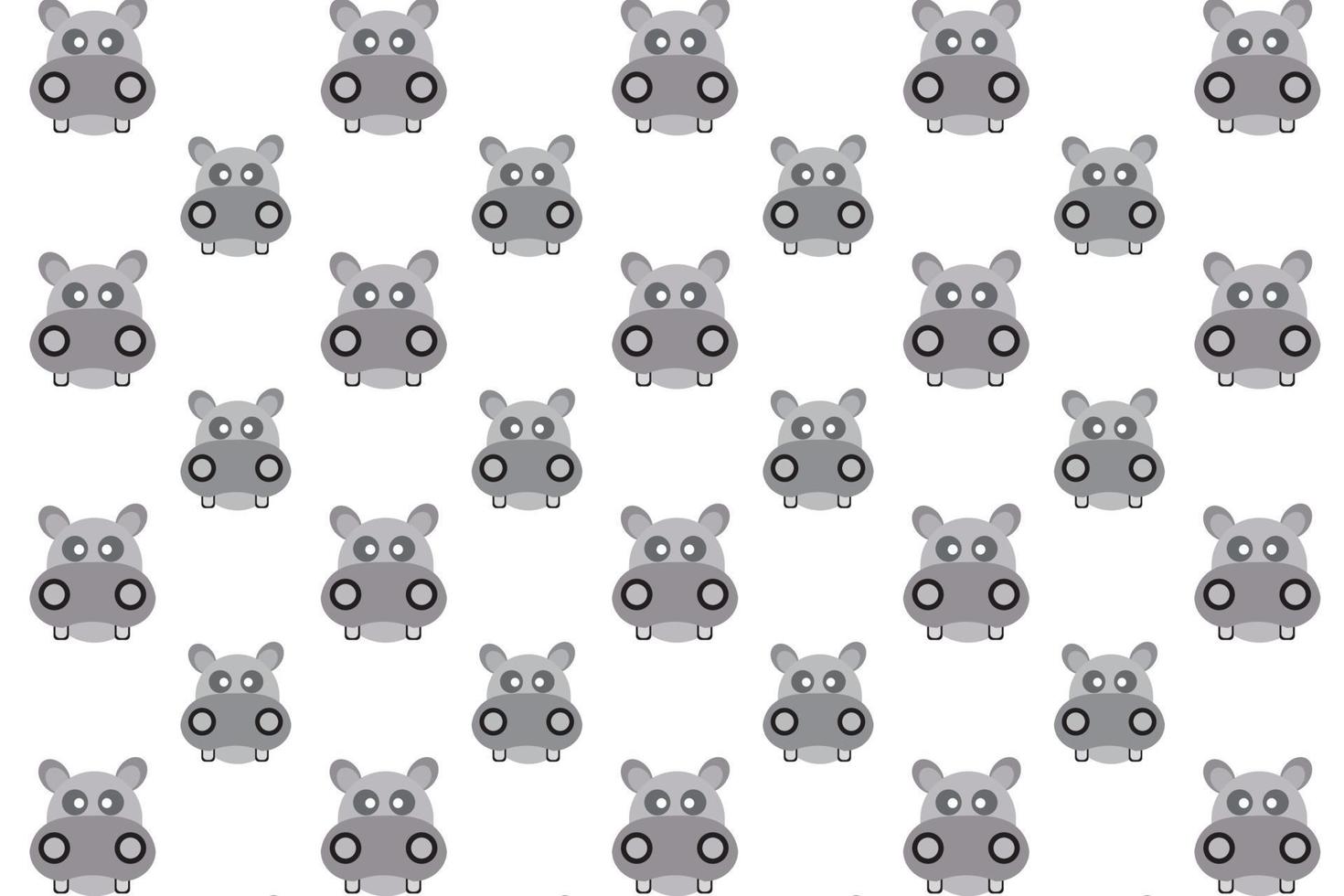 Flat Hippopotamus Head Pattern Background vector