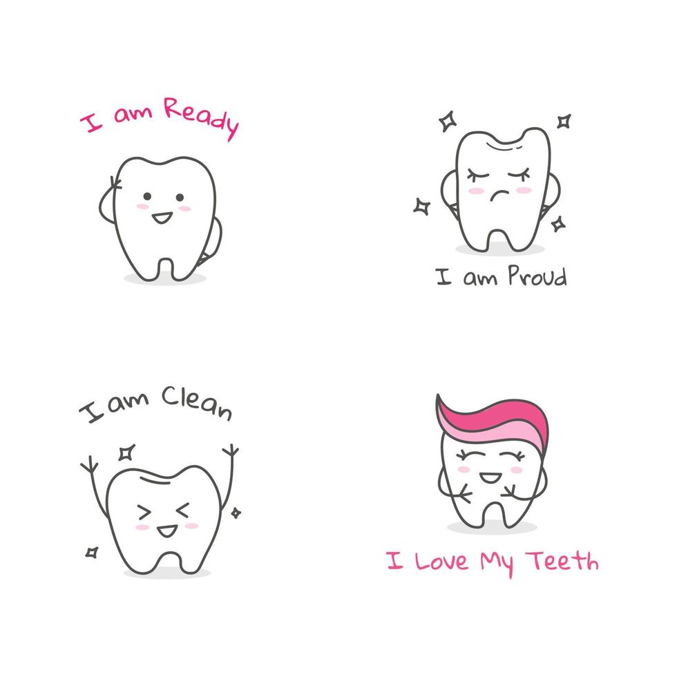 A collection of cute teeth, isolated on a white background vector