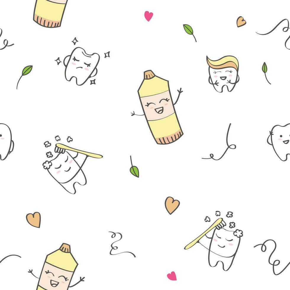 Image of the seamless pattern on the dental health theme vector