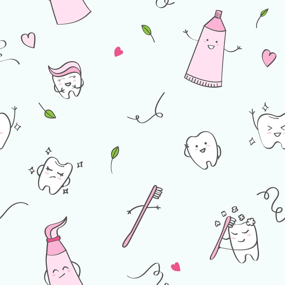 Seamless pattern with the dental health theme vector