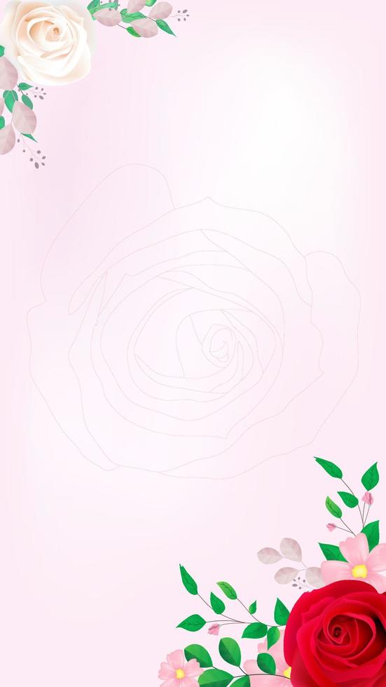 fondo con decoración de flores rosas adecuado para invitación de boda vector