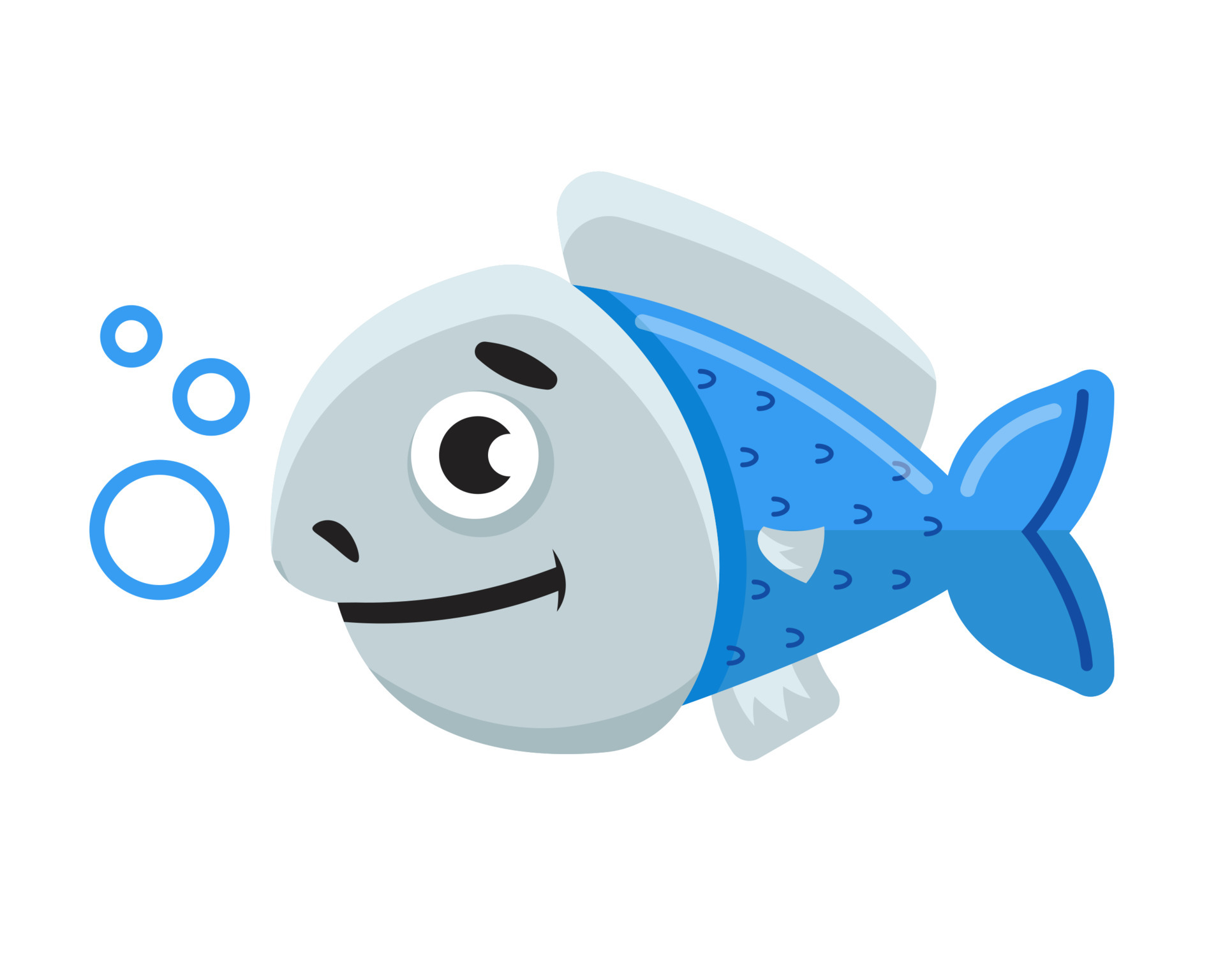 sea fish smiles and blows bubbles. sea dweller. flat vector illustration.  5279010 Vector Art at Vecteezy
