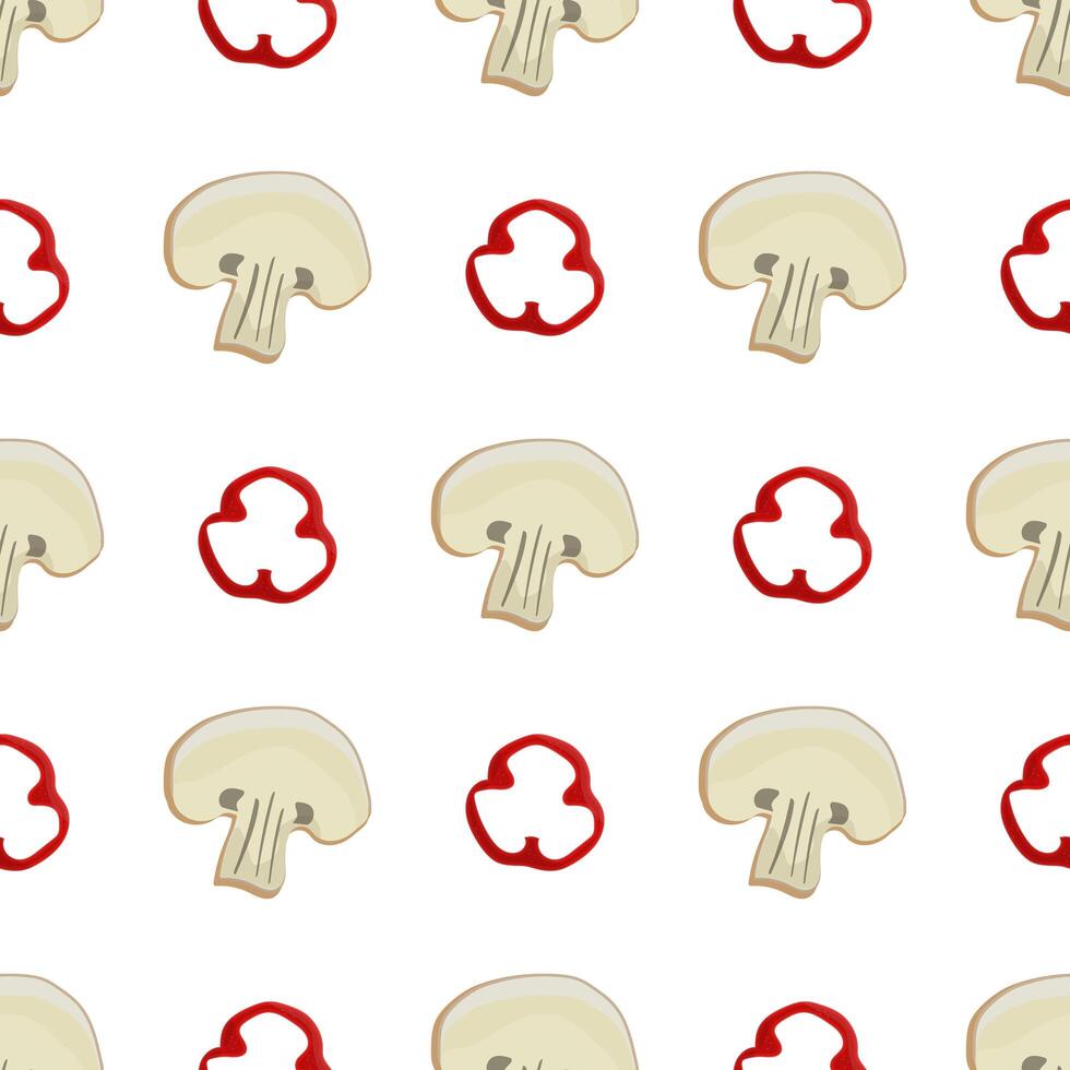 Shiitake mushrooms seamless pattern. The mushrooms repeat the pattern. For surface design, poster, background, web design. vector