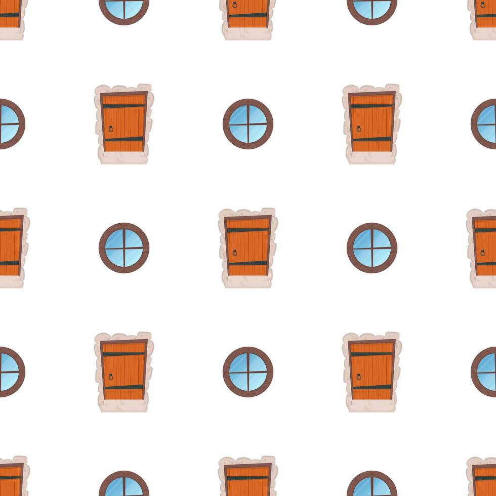 Seamless pattern with windows and doors. Good for backgrounds, books, and wrapping paper. Vector illustration.