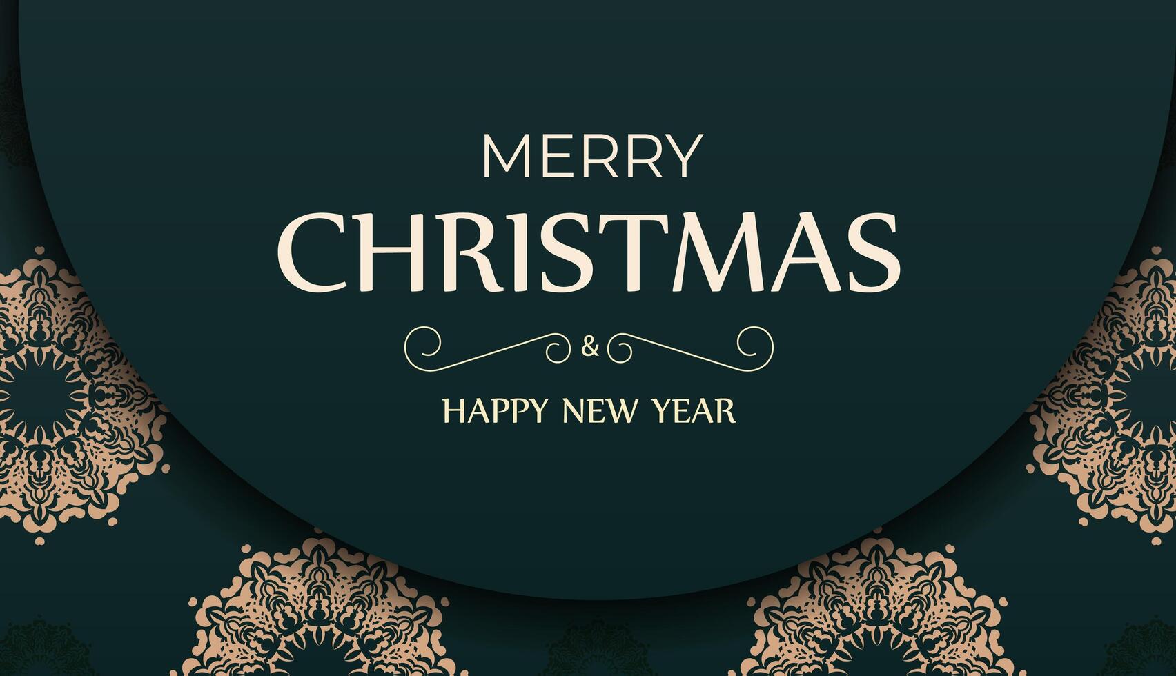 Merry christmas and happy new year background with gold and green floral pattern vector
