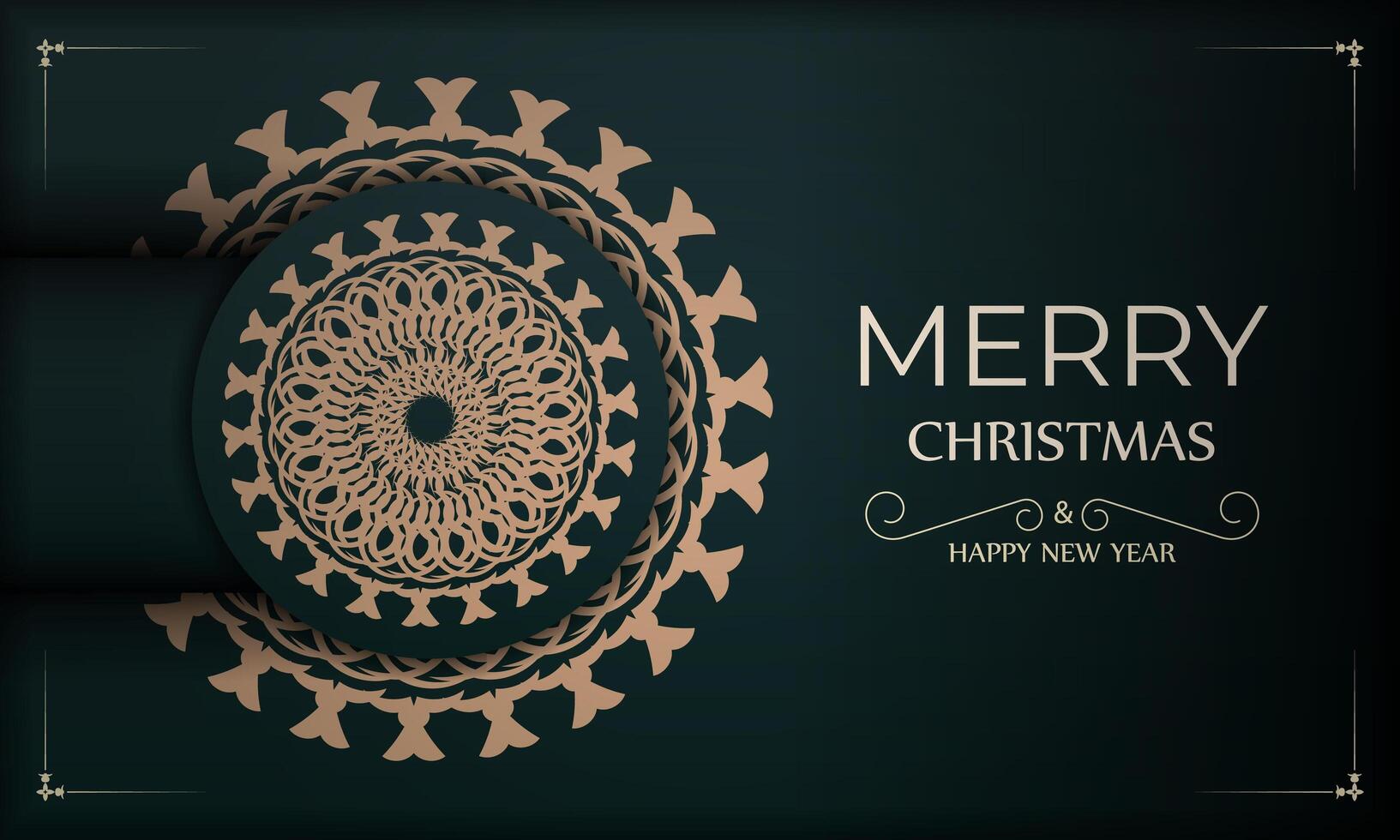 Christmas card with ornate design on dark background vector